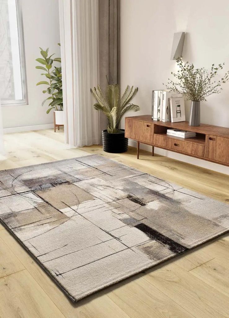 ATTICGO Kurzflorteppich BERUTI Abstrakt in Beige, 160x230 cm