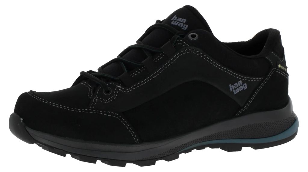 Hanwag Banks Low Bunion GTX wasserdichte und komfortable Wanderhalbschuhe speziell für Füße mit Hallux Black EU 40,5