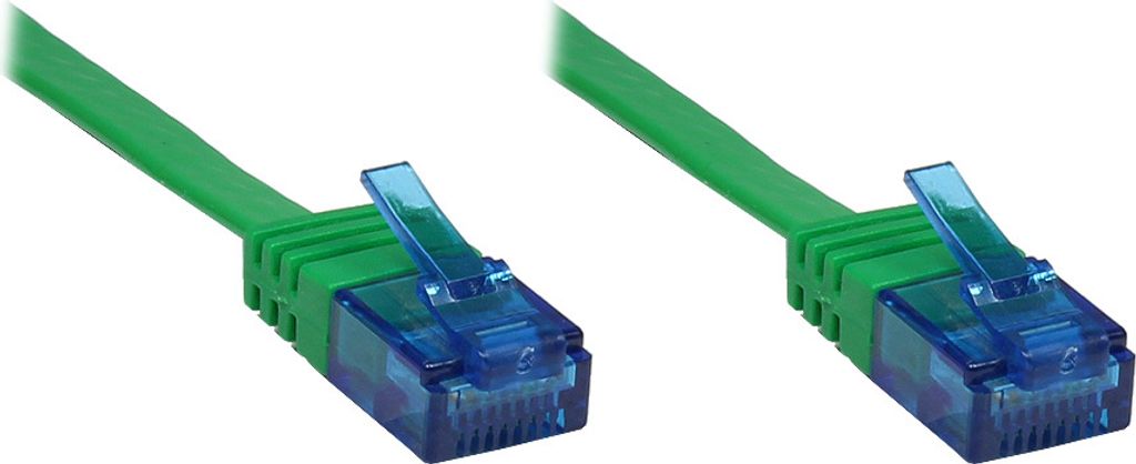 Patchkabel, Cat. 6a, U/UTP, FLACHKABEL, 500 MHz, grün, 5m, Good Connections