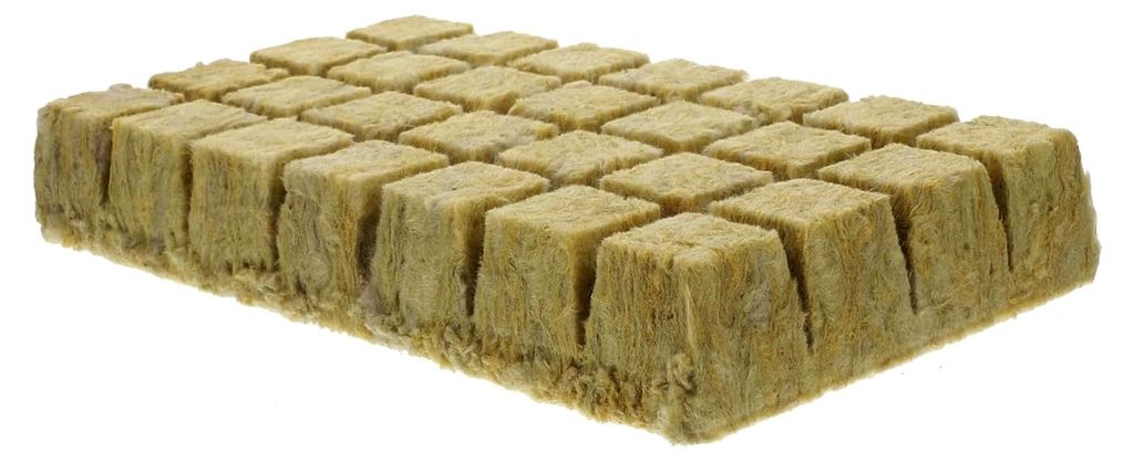 Hydrokulturblock aus Mineralwolle 36x36x40mm für den Gemüseanbau im Gewächshaus mit Aussparungen für Setzlinge