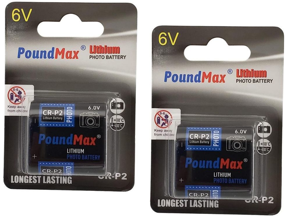 2x PoundMax 2CR-P2 6V Lithium Batterien Fotobatterie hohe Kapazität 850mAh Photo