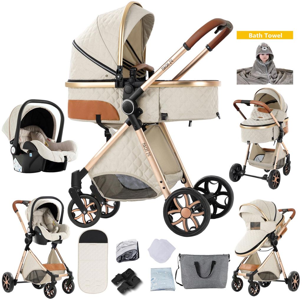 SDBABY Kombikinderwagen 3 in 1, faltbar, Kunstleder, Produktbild 