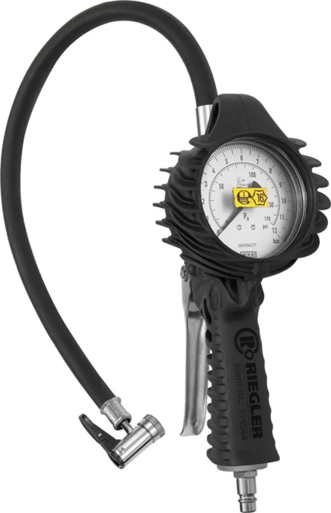 Gonfiatore manuale per pneumatici versione standard con tappo a leva, calibrato DN 7,2 RIEGLER