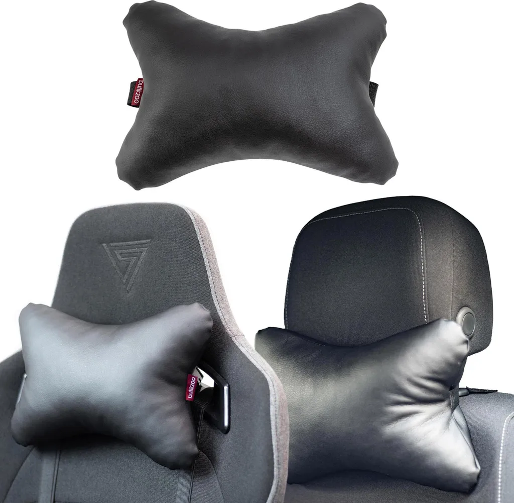 Poggiatesta Auto in Ecopelle Nera | Cuscino Cervicale Elegante