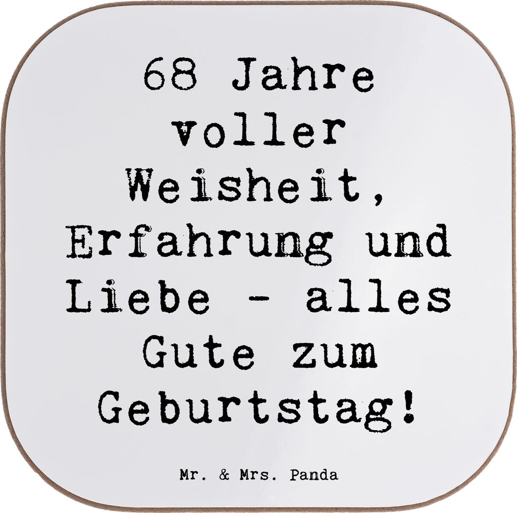 Mr. & Mrs. Panda Untersetzer Tasse Spruch 68. Geburtstag - Weiß - Geschenk, Erfahrung, Coaster, für Gläser, Happy Birthday, Tassen, Tassenunters...
