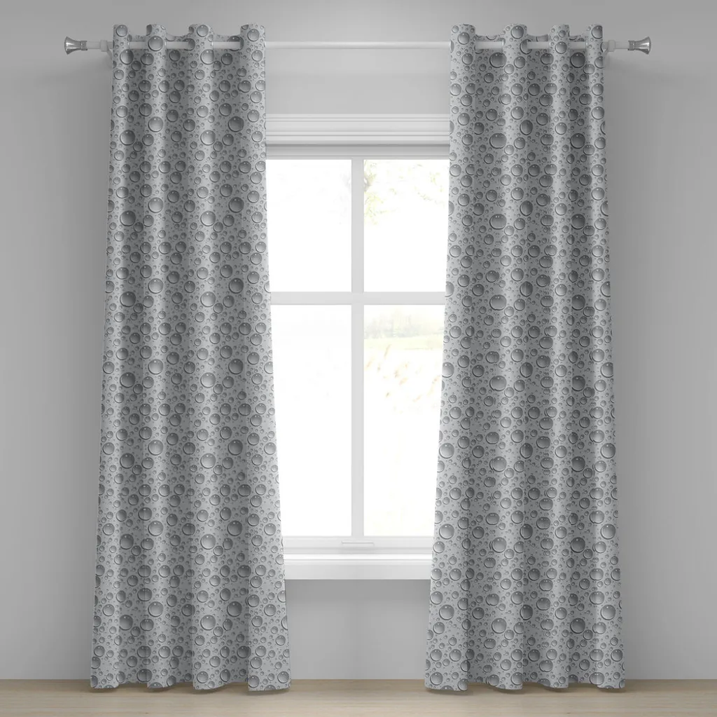 ABAKUHAUS Rideau à Oeillets Gris Motif Gouttes d'Eau - 280 x 175 cm