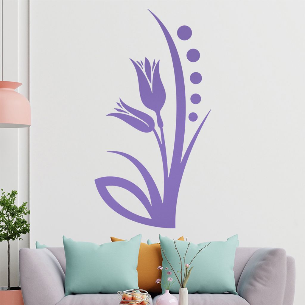 Blume - Linien Punkte Wandtattoo in 6 Größen - Wandaufkleber Wall Sticker - Dekoration, Küche, Wohnzimmer, Schlafzimmer, Badezimmer