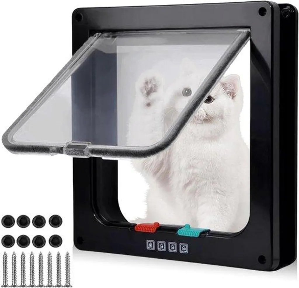 Chatière isolante 4 positions - Porte battante pour chat intérieur/extérieur