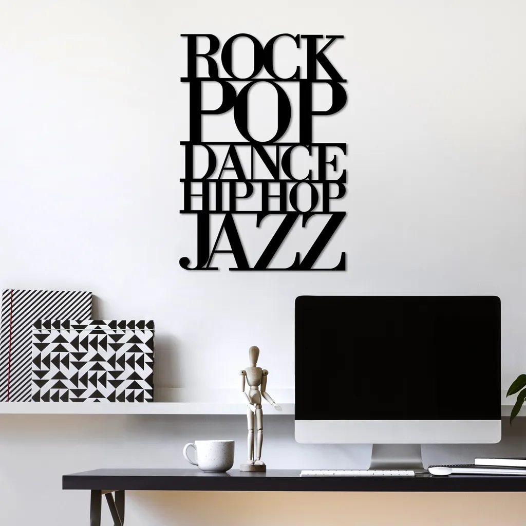 Déco Murale Métal Noir Idéale pour Coin Musique ou Salon Moderne L