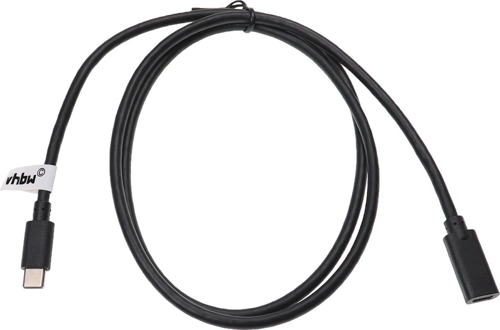 vhbw USB-C Verlängerungskabel kompatibel mit Apple iPad Pro 3, Mini 3, Mini 1, Air 3, Mini 2, Air 2 Notebook, Tablet - Kabel Schwarz, 100 cm