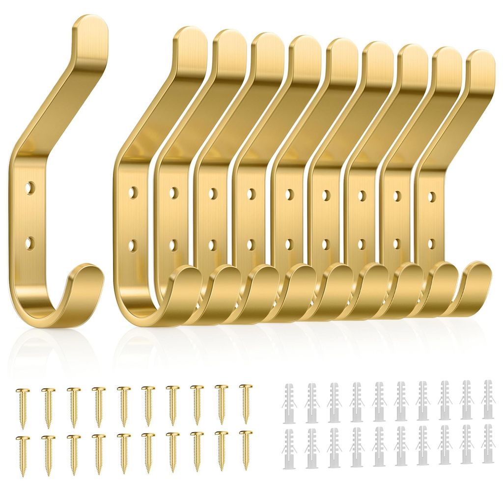 Set mit 10 Schraub-Kleiderhaken, Haken für Akustikpaneele, für Schlafzimmer, Wohnzimmer und Badezimmer, Wandhaken für Kleiderschränke, Mäntel,...