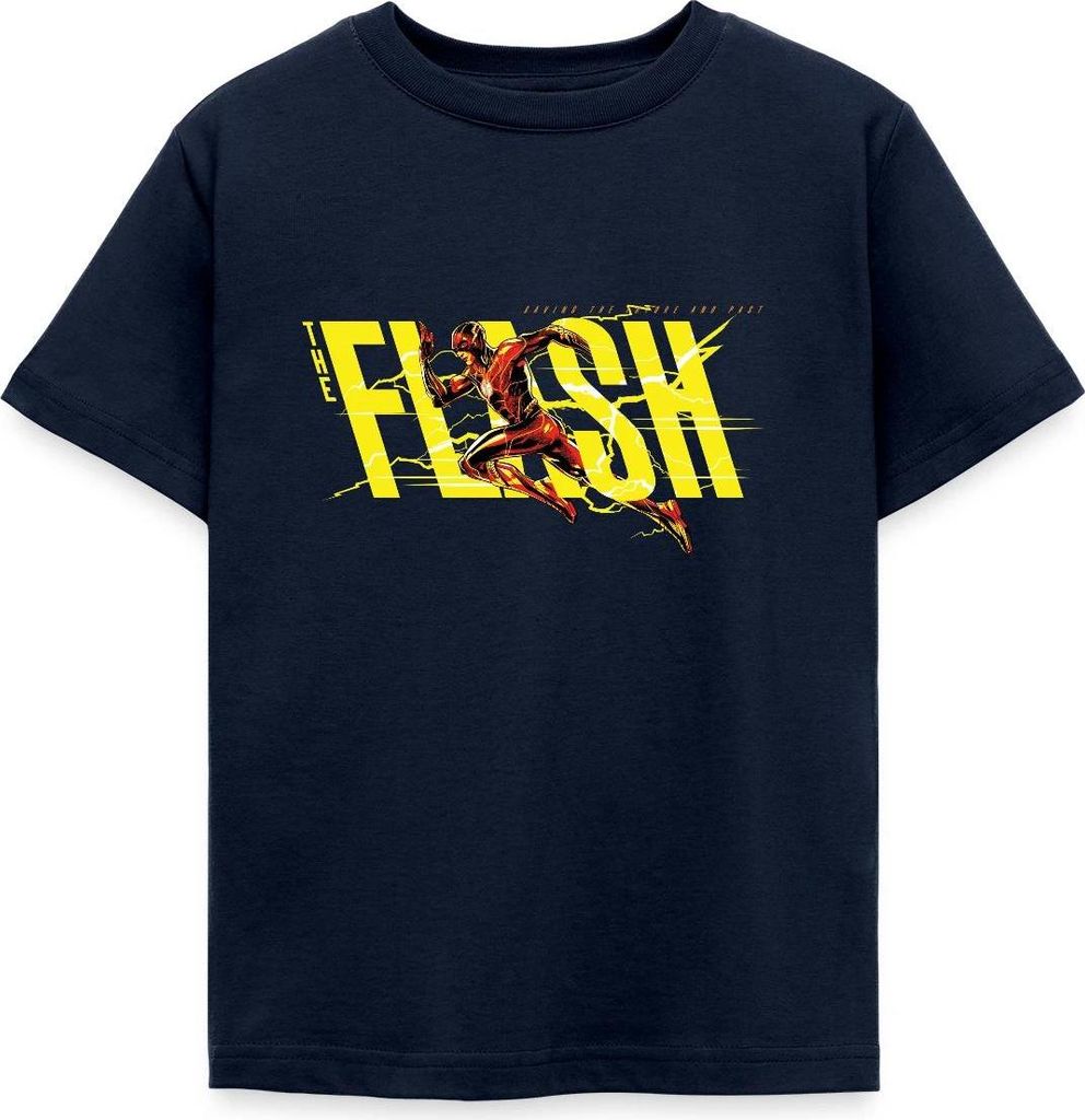 Spreadshirt The Flash Speedster Mit Logo Kinder T-Shirt, 110/116 (5-6 Jahre), Navy