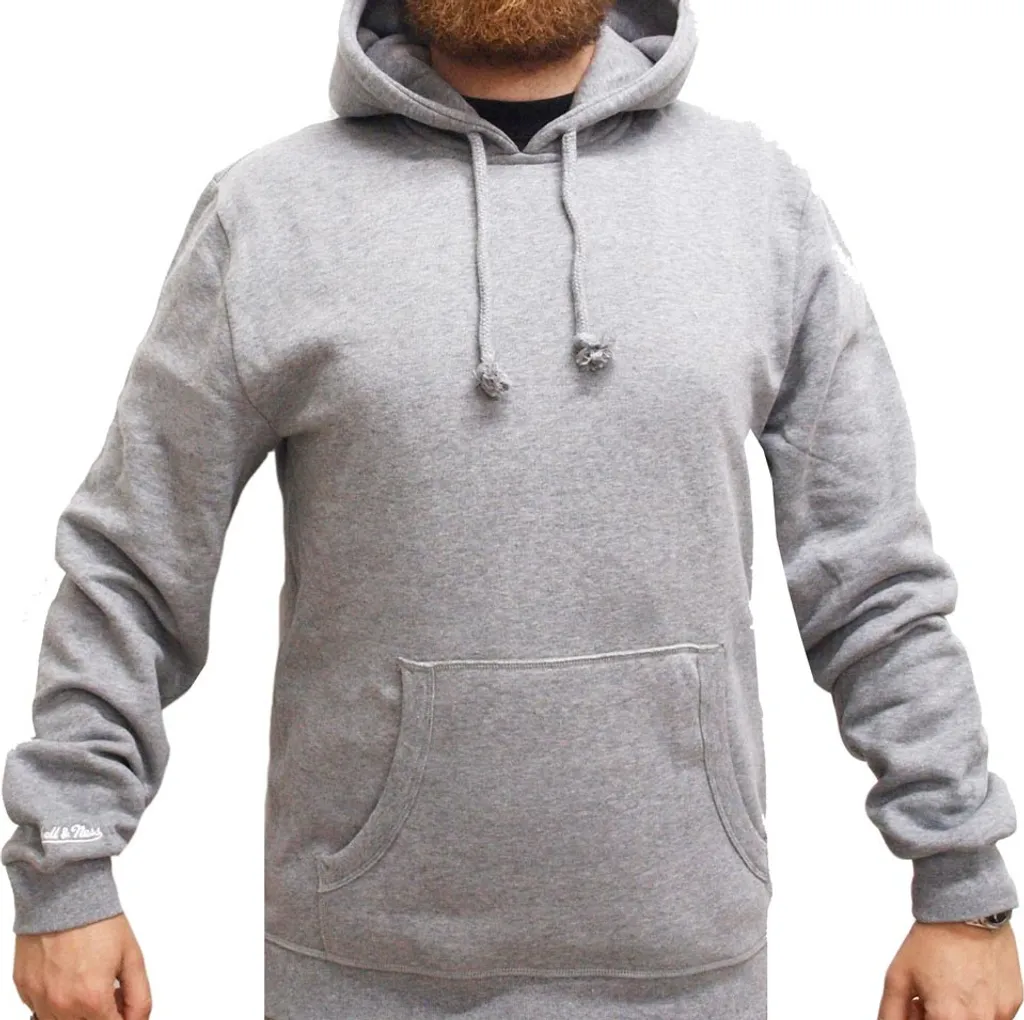 Mitchell & Ness Heather Grey Grau Meliert Blank Blanko Hoody Felpa con cappuccio Herren Mens (XL, Grigio)