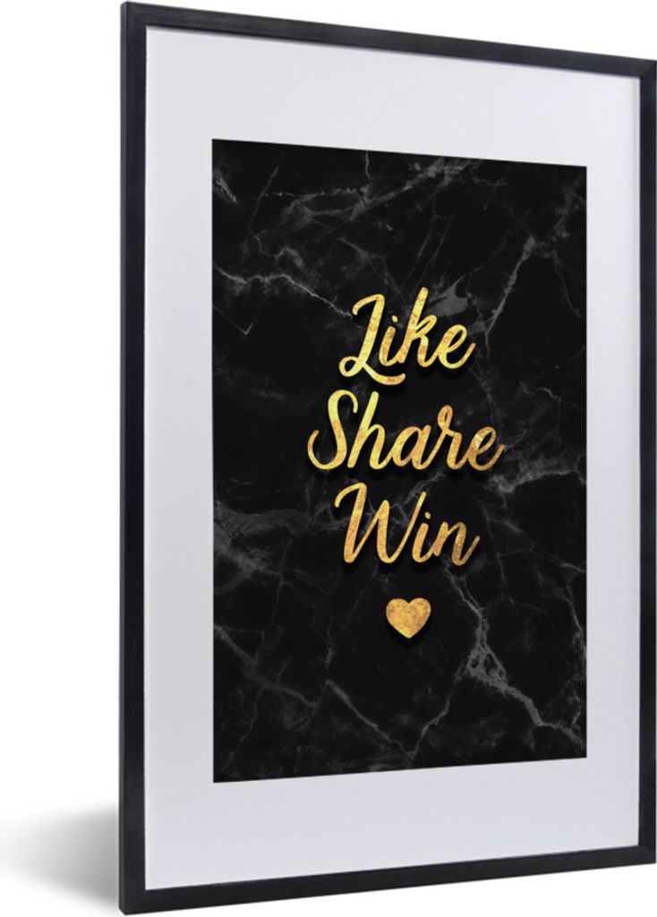 MuchoWow Gerahmtes Poster Aktion - Gewinnen - Gold - Murmel 40x60 cm - Poster mit Schwarzem Bilderrahmen Wandposter Rahmen Foto Bilder - Poster i...