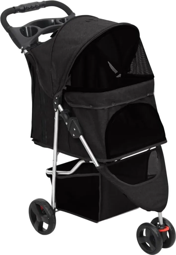 Poussette Chien 3 Roues Pliable - Buggy 16kg avec Panier de Rangement