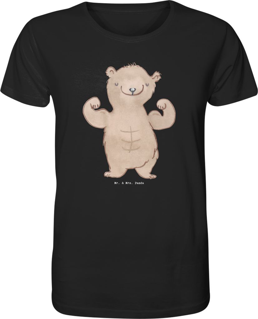 Mr. & Mrs. Panda Herren-T-Shirt Bär Bodybuilding Größe L - Schwarz - Geschenk, Muskelmasse, Leistungssport, Tshirt, Shirt, T-Shirt, Sport, Herre...