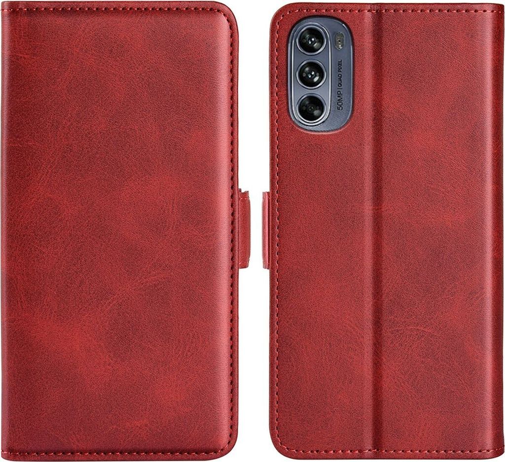 Mobigear Slim Magnet Motorola Moto G62 Hülle Klapphülle Geldbörse - Rot