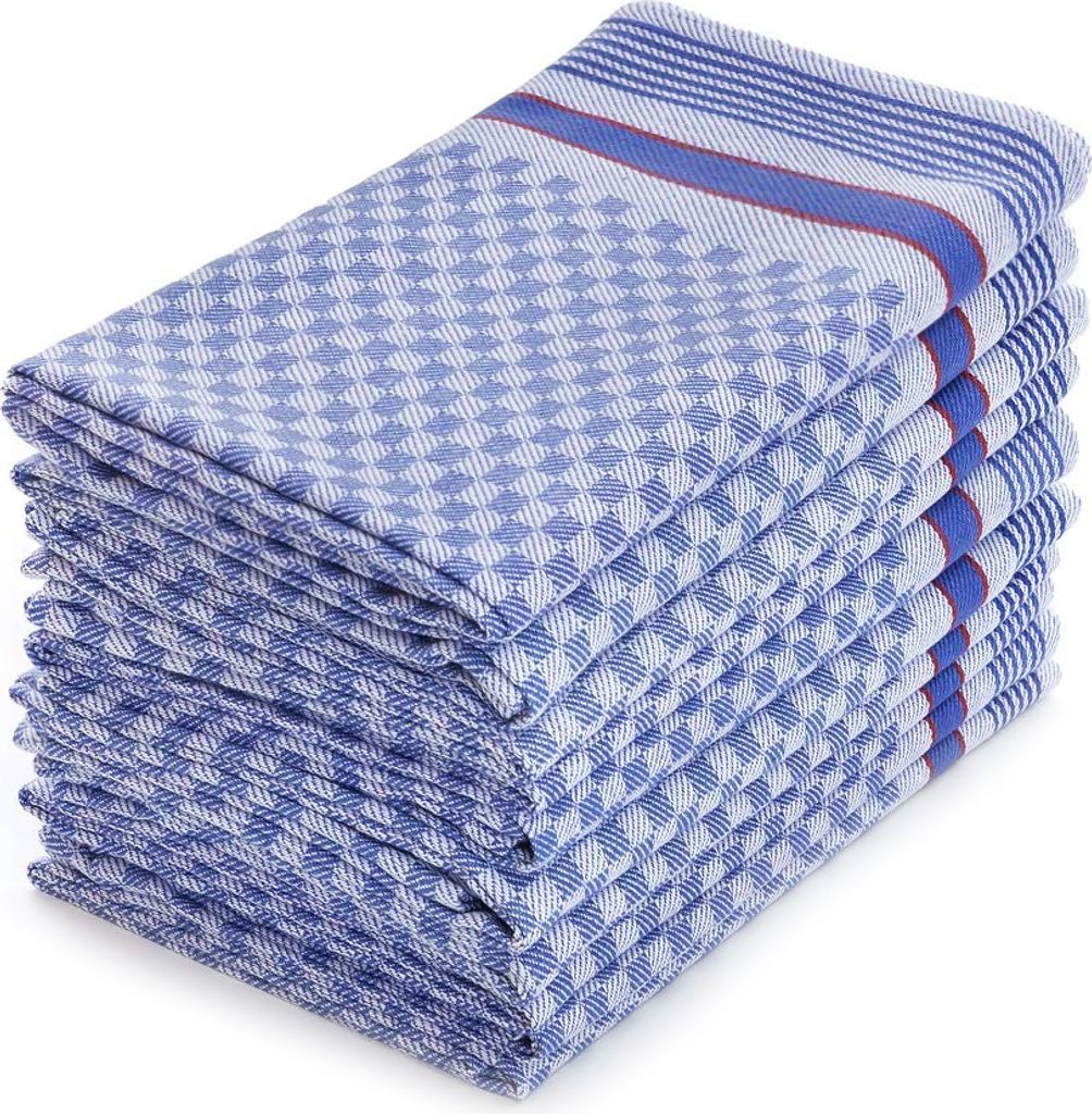 10er Set Halbzwirn Grubentücher 45x90 cm 100% Baumwolle 105g Küchentücher Spühltuch Geschirrtücher blau