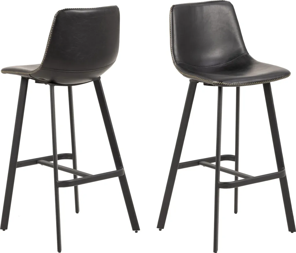 Oregon Tabouret de bar avec coutures contrastées crème et noir élégant