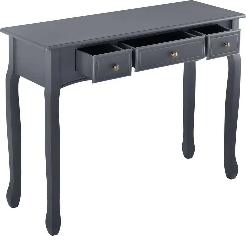 Coiffeuse console avec 3 tiroirs gris foncé meuble de rangement élégant