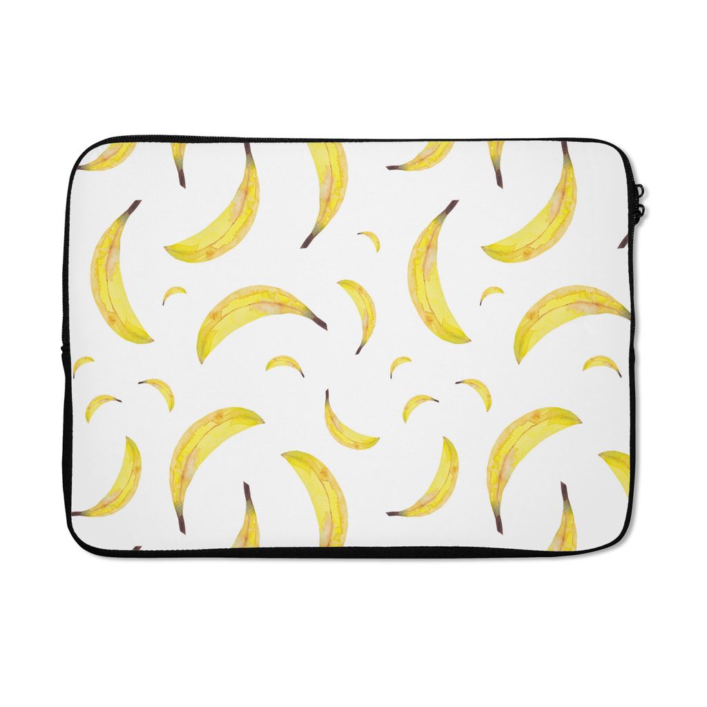 MuchoWow Laptop Hülle 13 Zoll Bananen - Obst - Weiß Laptoptasche - Laptophülle - Sleeve - Rundumschutz