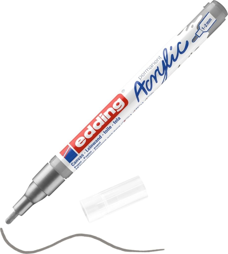 Edding - Acrylmarker EDDing E -5300 F Silber | 1 Stück | 10 Stück