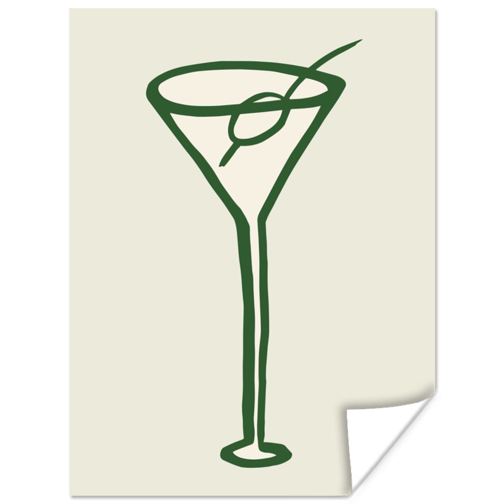 MuchoWow Poster Cocktail - Strohhalm - Glas - Grün 120x160 cm - Wandbilder