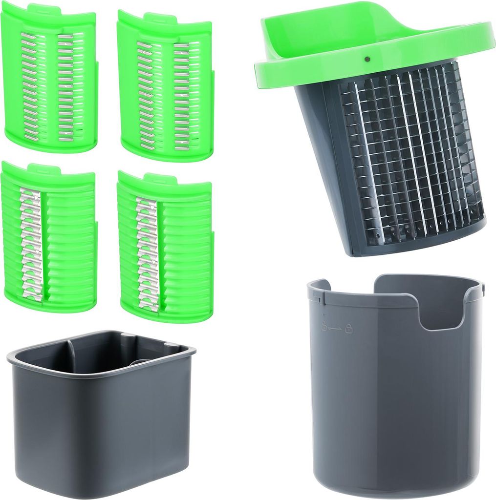 Nicer Dicer Electro Gemüseschneider Zubehör 7 tlg, Ersatzteile für elektrische Gemüsehobel, 3 Einsätze, Küchezubehör für Gmeüse Obst Schne...