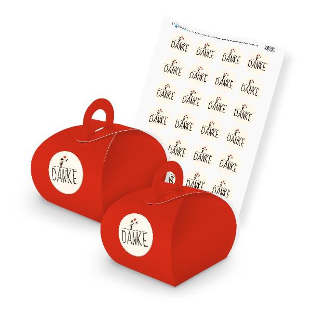 itenga SET DANKE Hochzeitspaar (Motiv 24) 24x Geschenkschachtel mit Griff rot +