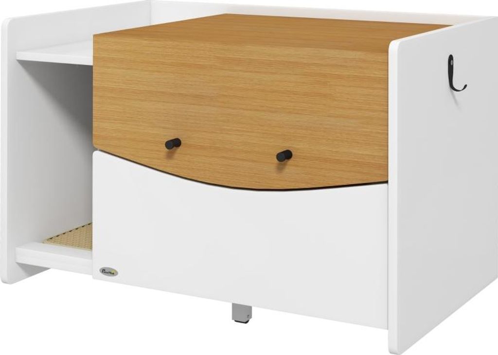 Katzentoilette, ausziehbar, Schrankdesign, Streufach, 78x50x51cm, Eiche/Weiß