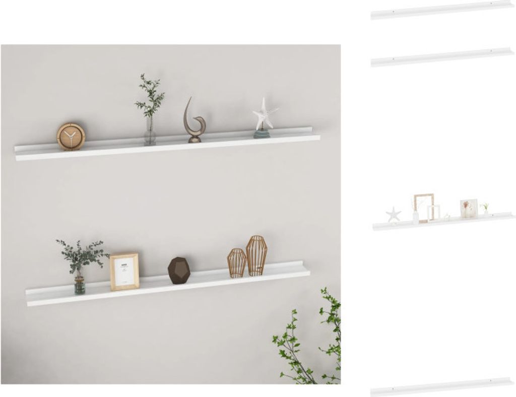 vidaXL Wandregale 2 Stk. Weiß 115x9x3 cm - Wandregale