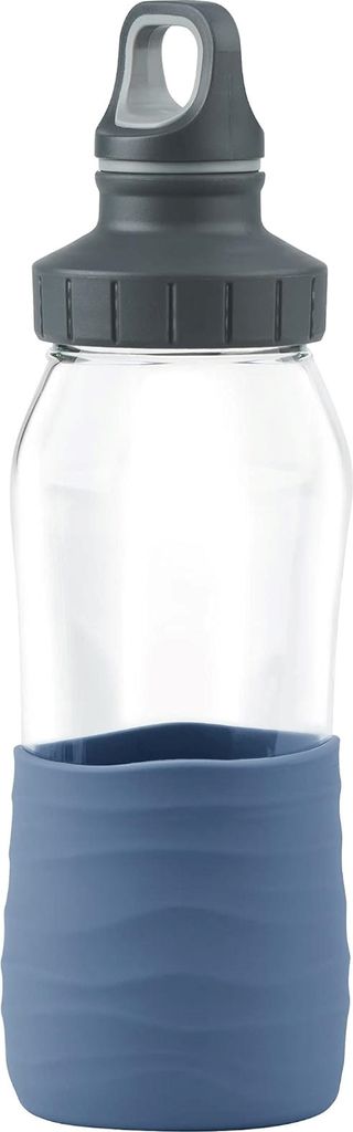 EMSA Glas Trinkflasche Drink2Go, 500 ml , blau