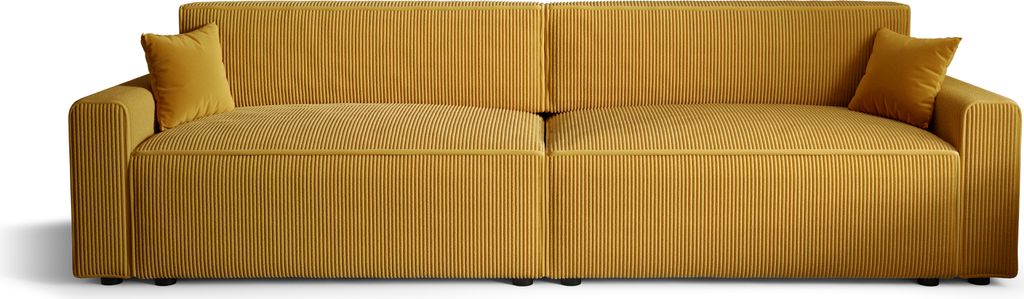 Schlafsofa Alvito 2X BIS, Farbe: Honiggelb. Material: Kord. A: B: 312 cm, H: 85 cm, L: 94 cm,, Sofa mit Bettkasten und Schlaffunktion, Bettsofa, Sc...