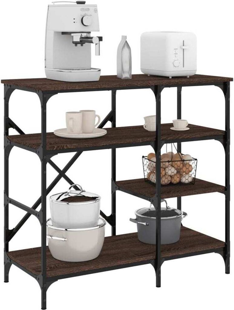 Design Bäckerregal Braun Eichen-Optik 90x40x84 cm Holzwerkstoff Metall, Küchenregale 2024 Neu