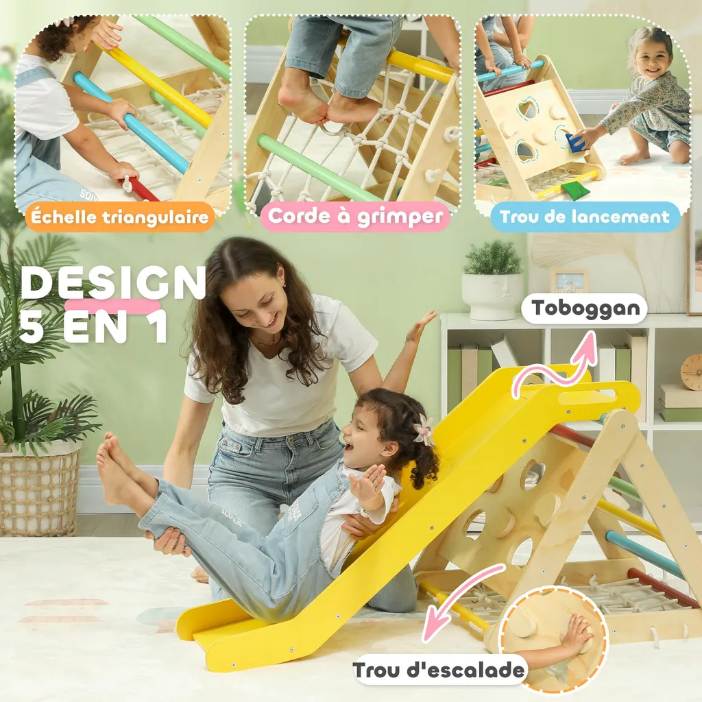 Triangle d'escalade 5 en 1 multicolore charge 50 KG AIYAPLAY - 3