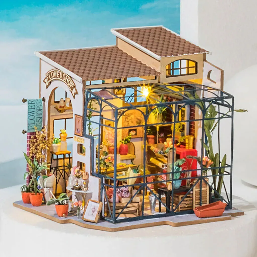 RoboTime Fleuriste Maison Miniature DIY Kit de Construction en Bois