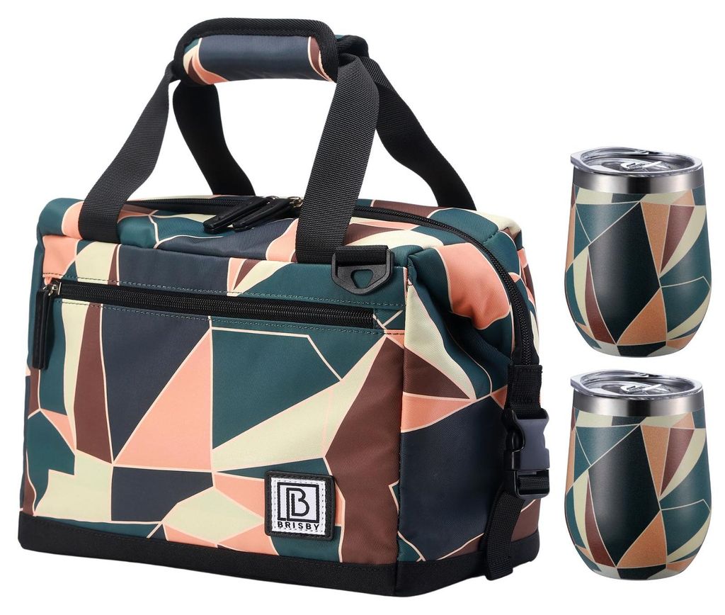 Brisby 12-Liter-Kühltasche in abstrakten Farben + Brisby Thermosbecher-Set in abstrakten Farben – Für alle, die gut vorbereitet sind