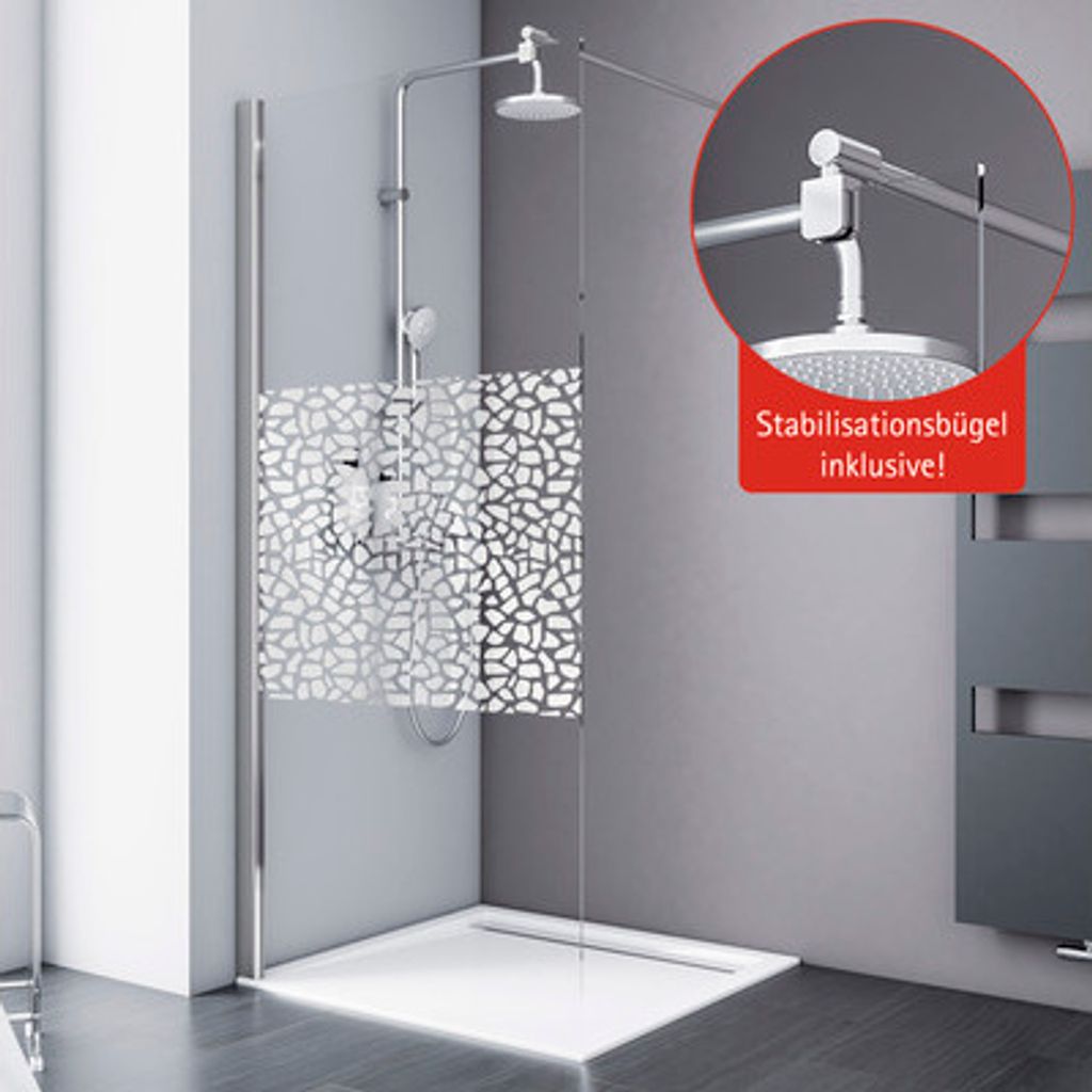 Walk In Duschwand Schulte Alexa Style 2.0 Breite 100 cm Dekor Terrezzo Chrom Profilfarbe chrom