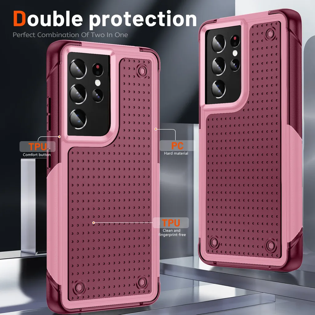 Qokey Custodia Per Samsung Galaxy S21 Ultra 5G | Design Marmo Rosa Glitterato Con Griglia Scintillante | Paraurti Morbido In TPU Antiurto | Sottile E Leggera | Protezione Da Cadute - 3