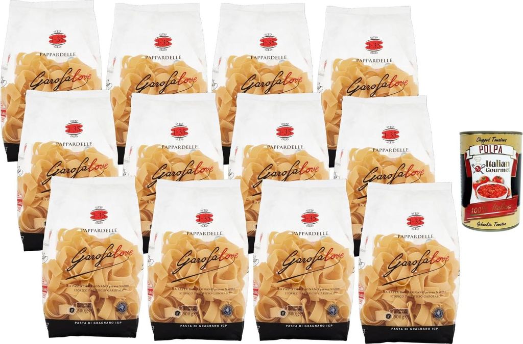 Italian Gourmet Pappardelle Nr. 1-35 Pasta di Gragnano IGP 12×500 g Bronzegezogen Italienische Hartweizen Bandnudeln Extra Breit Perfekt für Rag...