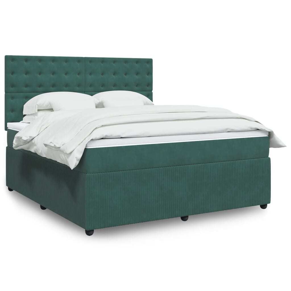Maison Exclusive - Boxspringbett mit Matratze Dunkelgrün 180x200 cm Samt