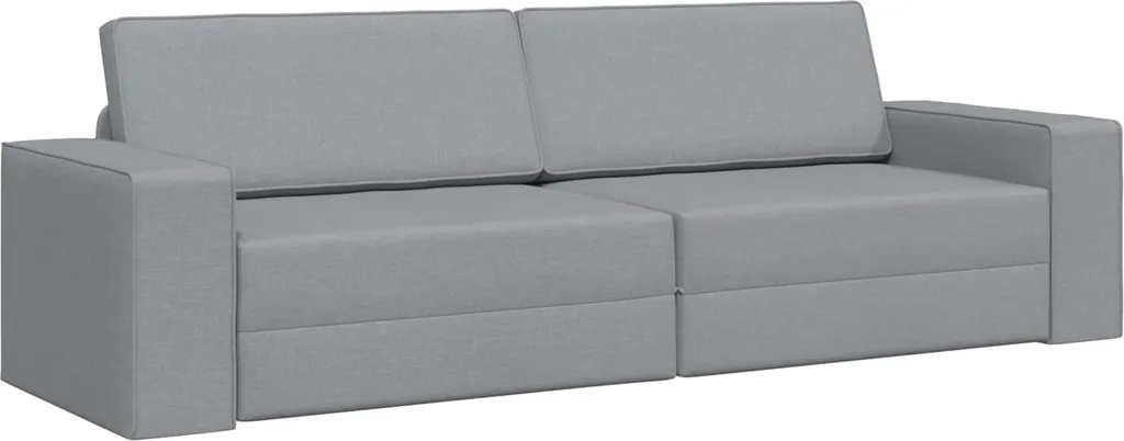 Canapé-lit gris clair en tissu 245 cm avec dossier réglable et modulable