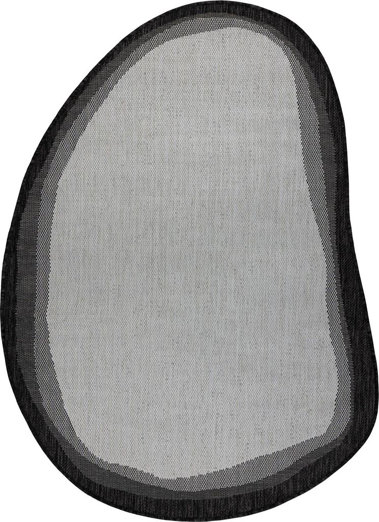 ORGANIC 2125 Sisalteppich Stein Ecru / Schwarz – natürliche, moderne unregelmäßige Form Grau 133x190 cm