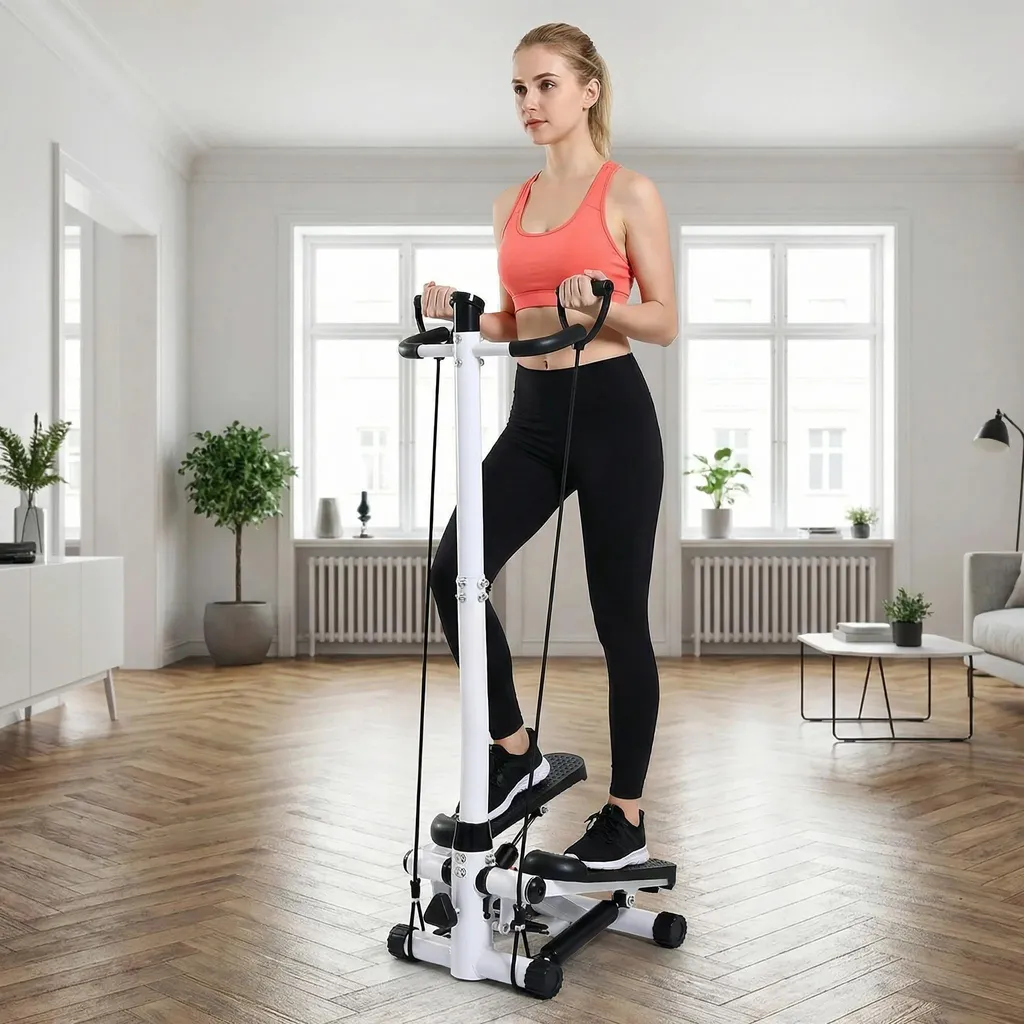 Mini stepper de fitness avec guidon d'appui et cordeurs de sport