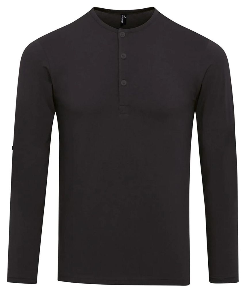 Premier - "Long John" T-Shirt Krempelärmel für Herren LT2825 (3XL) (Schwarz)