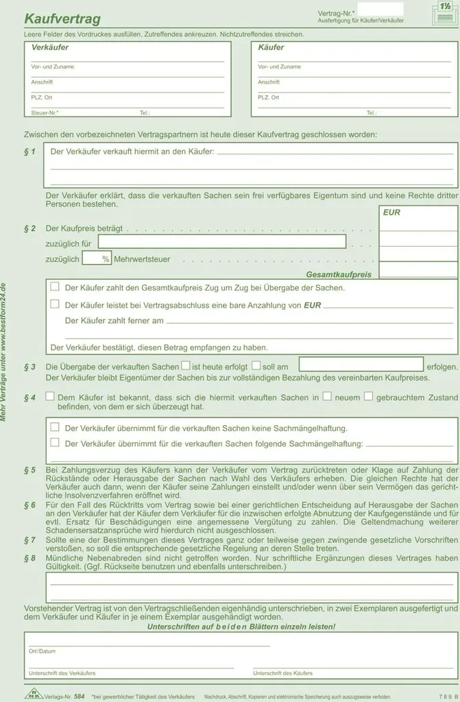 Contrat Universel Autocopiant SD A4 RNK Verlag 584/10 - 2 Feuillets x10