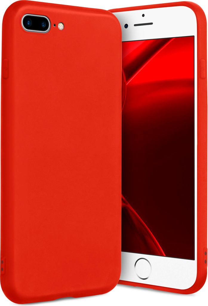 ONEFLOW Slim Case kompatibel mit iPhone 7 Plus / iPhone 8 Plus - Hülle ultra dünn aus Silikon, Rot
