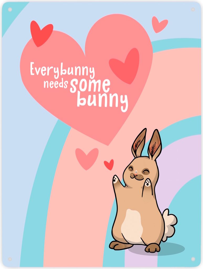 Everybunny needs somebunny Metallschild XXL mit Hase Motiv