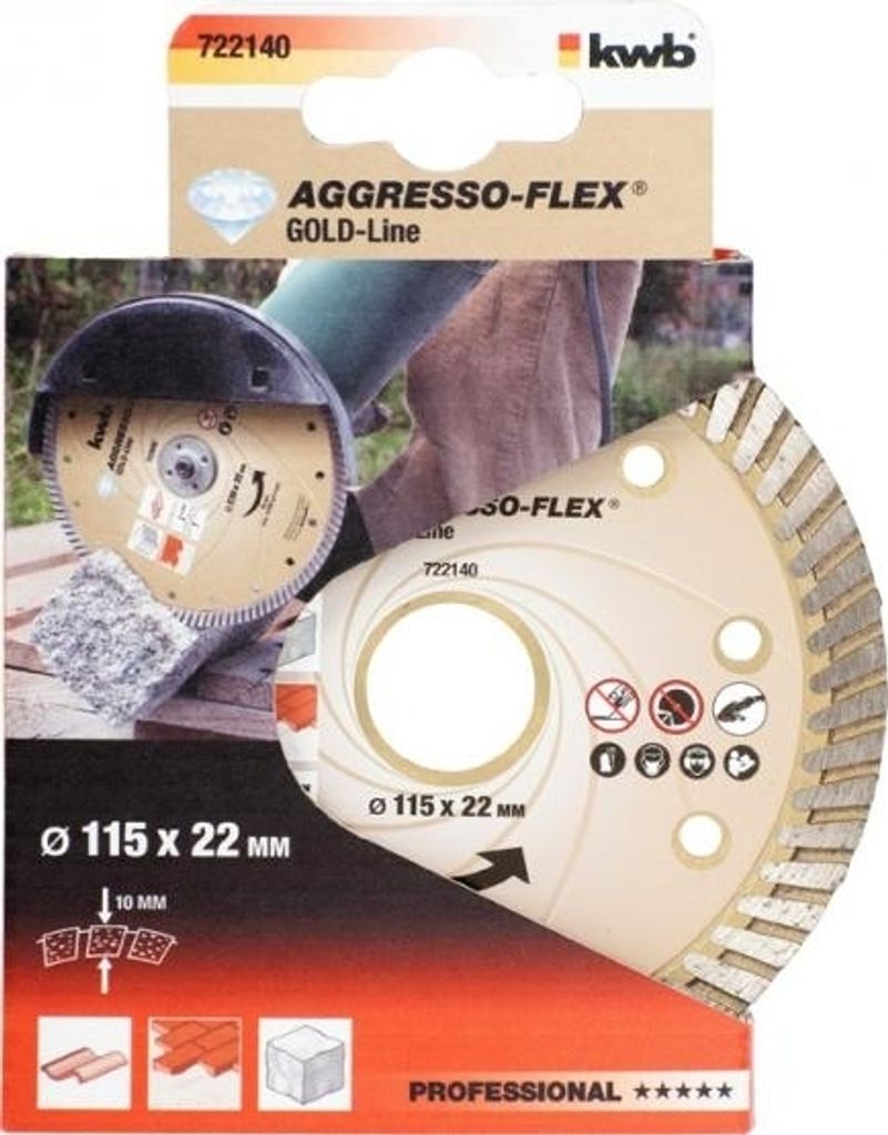 KWB Aggresso-Flex Gold-Line Diamant Trennscheibe Ø115 x 22 mm Schnittstärke 7,0x2,1 mm