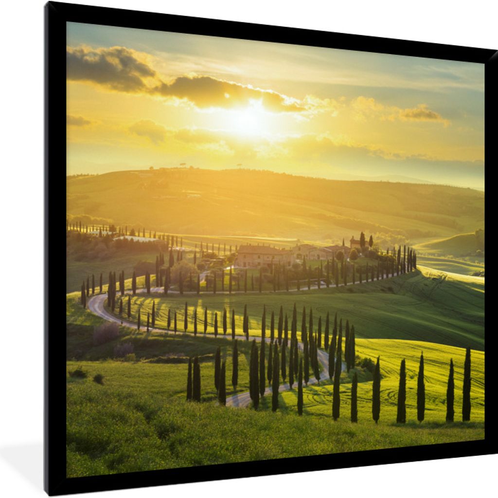 MuchoWow Gerahmtes Poster Toskana - Sonne - Italien 40x40 cm - Poster mit Schwarzem Bilderrahmen Wandposter Rahmen Foto Bilder - Mit Rahmen - Wan...